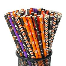 Disposable Paper Straws Halloween Series Colorful Skull Party Dessert Cake Decoration - Multicolor - View 2