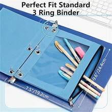 6pcs Pencil Pouches, Fit 3-Ring Binders, Smooth Zipper Pencil Pouches, Multi-Color Binder Storage Bags, Suitable For School Supplies Storage - Multicolor - View 2