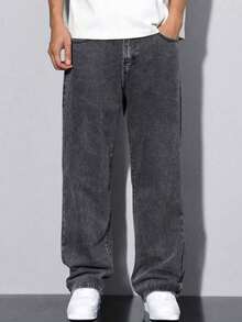 Quần jean denim cạp chun đơn giản thời trang đa năng phong cách thường ngày cho bé trai tuổi tween, mặc quanh năm - màu đen - Xem 2