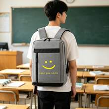 10*29*40cm Funny Smile Pattern Print Backpack For Boys, Business Backpack, Multiple Colors Available, Girls Backpack, Suitable For Campus, Short Trips, Student Campus, Daily Commute And Work Travel, Large Capacity Compartment For Laptop And Various Learning Supplies, All Seasons - Backpack - View 6