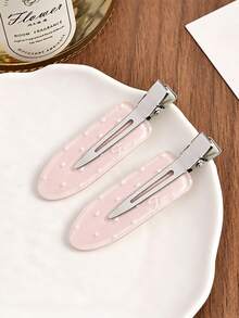 6/3pcs Cute Sweet Pink Seamless Crocodile Hair Clips, Gentle Girl Style Floral Polka Dot Side Bang Clips, Rhinestone Bow Hair Clips For Women - Multicolor - View 6
