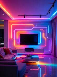 鮮豔 RGB LED 霓虹燈條－44 鍵遙控器，霓虹 RGB LED 燈條，柔性矽膠材質，霓虹燈設計，多色變換，USB 供電，客廳、廚房、聖誕節、房間裝飾用品、家居裝飾品、臥室、生日 - 彩色光 - 查看 5