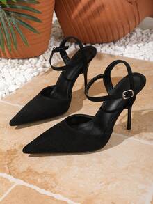 Sexy Fashion Pointed Toe Stiletto High Heel Patent Leather Strap Black Pumps For Women, Suitable For Commute And Party - Black - View 6