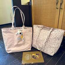 1pc Women's Backpack, Student Campus Backpack, Lunch Bag, Handbag, New Leopard Print Pattern - Light Blue Double-sided Back Without Pendant - View 2