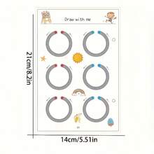 32-Page Reusable Learning Workbook (Includes 2 Pens + 1 Eraser) - Pen And Ring Color Random, Drawing Pattern Random; Made Of Durable Paper, Includes Dot-To-Dot Connection Exercises; Helps Stimulate Imagination, Suitable For Various Learning Activities And Cognitive Development - Set - View 6