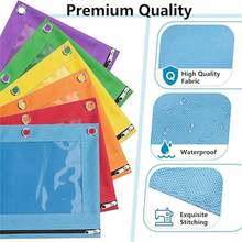 6pcs Pencil Pouches, Fit 3-Ring Binders, Smooth Zipper Pencil Pouches, Multi-Color Binder Storage Bags, Suitable For School Supplies Storage - Multicolor - View 5