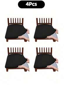 Solid Color High Elastic Chair Seat Cover, Dust-Proof And Wear-Resistant, Suitable For Dining Chair, Office And Home Decor, Washable Dust-Proof Protective Cover, Suitable For Restaurant, Hotel, Home Bench Use, Universal Milk Silk Chair Seat Cover, Dining Chair Cover, Dining Table Chair Cover, Dining Chair Cover Set, 1, 4 Or 6 Pieces - Multicolor - View 24
