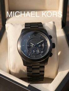 Michael Kors Runway Men's Large Dial Chronograph Quartz Watch, All Black Steel Band With Date Display, Cool Business Sports Men's Watch, Daily Commute Outfit Men's Accessory Gift - Black - View 4