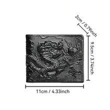 RFID Blocking Vintage Men Wallet Genuine Leather 3D Printed Dragon Card Holder Wallet Pocket Purse - Multicolor - View 4