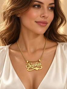 [ZzAi Custom]Personalized Custom Necklace, Daily Wear Necklace, 18K Gold Stainless Steel Custom Jewelry, Hot-Selling Custom Text, Name, Christmas Gift - Multicolor - View 3