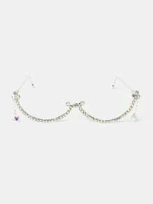 Aravennia 1pc Rhinestone Half-Rim Star Pendant Eyeglasses Frame, Fashionable Artistic Office, Daily, Party Wear For Women - Multicolor - View 11