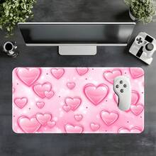 1 buah Alas Mouse Gaming Ekstra Besar Motif Hati Merah Muda yang Lucu, Alas Karet Anti Selip, Permukaan Kain Lembut Berjahit, Alas Meja Ukuran Besar, Cocok untuk Kantor, Rumah, Bermain Game, Belajar, Hadiah Sempurna untuk Teman, Remaja, dan Gamer - View 6