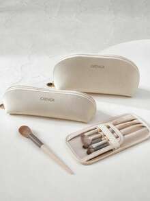 Minimalist Makeup Brush Storage Bag, Portable Zippered Makeup Tool Organizer Bag For Travel - Multicolor - View 5