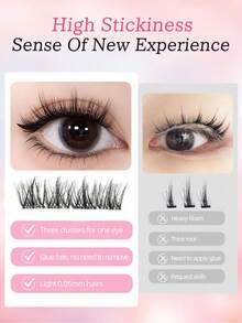 90PCS C-Type Curled Non Adhesive False Eyelashes, Non Adhesive Design, Press Type Self-Adhesive Eyelashes, Reusable, Durable, Lightweight False Eyelash Extension, Suitable For All Places, Eyelashes, False Eyelashes, Non Adhesive Eyelashes - C - View 7