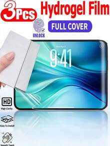 3pcs Foldable Inner Screen Hydrogel Screen Protector, Self-Healing High Definition Transparent Flexible Soft Film, Full Coverage Scratch Resistant Wear Resistant, Supports Fingerprint Unlock, Bubble-Free Protection Film, Compatible With Samsung Galaxy Z Fold Z Flip 8 7 6 5 Series/Fold/Compatible With IPhone Duo - Clear - View 2