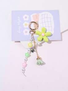 1pc Colorful Resin Flower Keychain, Beaded Minimalist Phone Bag Charm - Multicolor - View 14