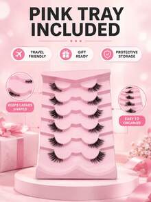 6 Pairs Cat Eye Half False Eyelashes, Fox Style 3D Fluffy Voluminous Lifted Outer Corner Design, 30s Quick Application Beginner-Friendly, Reusable Lightweight Comfortable, Fox Eye Half Lashes For Makeup Beginners, Commuters And Beauty Enthusiasts, Suitable For Daily Commute, Dating, Outings And Beginner Practice - View 9