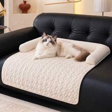 1pc Plush Pet Cat Dog Bed Mat, Sofa Bed, Non-Slip, Washable Sofa Protector Pad With Cushion, Pet Furniture Cover, Suitable For Dogs, Cats - Coffee Brown - View 8