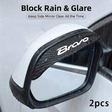 For FIAT Bravo 2Pcs Carbon Fiber Texture Car Rearview Mirror Rain Eyebrow Rain Shield Sun Visor Waterproof Mirror Cover Auto Exterior Accessories - A - View 5