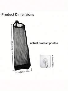 1pc Foldable Storage Bag + Hook,Soft Plastic Storage Bag,Breathable Plastic Bag Organizer,Kitchen Accessories,Kitchen Storage,Holiday Essentials,Kitchen Essentials,Christmas Decor,Room Decor,Soft And Fluffy,Bathroom Accessories,Behind Door Storage - Multicolor - View 3