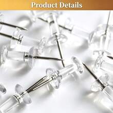 50/100/200Pcs Clear Push Pins Sharp Steel Pins Easy To Insert And Remove Thumb Tacks For Wall Push Pins For Bulletin Board - A - View 2
