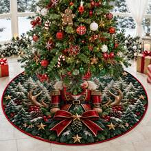 1pc Red Nutcracker Pattern Christmas Tree Skirt, Elegant Color Holiday Decor, 5 Sizes, Unisex Holiday Gift, Suitable For Home And Party Christmas Home Decoration - Red Nutcracker - View 6