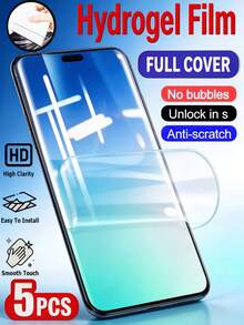 5Pcs Clear Hydrogel Screen Protector, HD Transparent Self Healing Soft Film Anti Scratch Bubble Free Full Cover, Compatible With Huawei Pura 80 70 Nova 15 16 Honor 600 400 200 Pro Lite Magic 6 Pro - Clear - View 10
