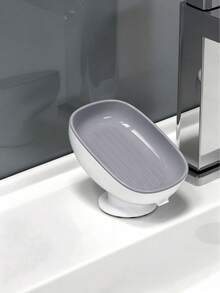 1pc Single Layer Suction Cup Soap Holder, No Drilling Drainage Rack, Bathroom Storage Organizer, Travel Essential, Home Decor, Room Decor, Christmas Gift - Soap Dish - View 11