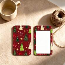 Red Christmas Tree Pattern Lanyard Card Holder, Durable Neck Strap With ID Holder, Portable Name Tag Holder, Christmas Holiday Gift Accessory - Multicolor - View 3