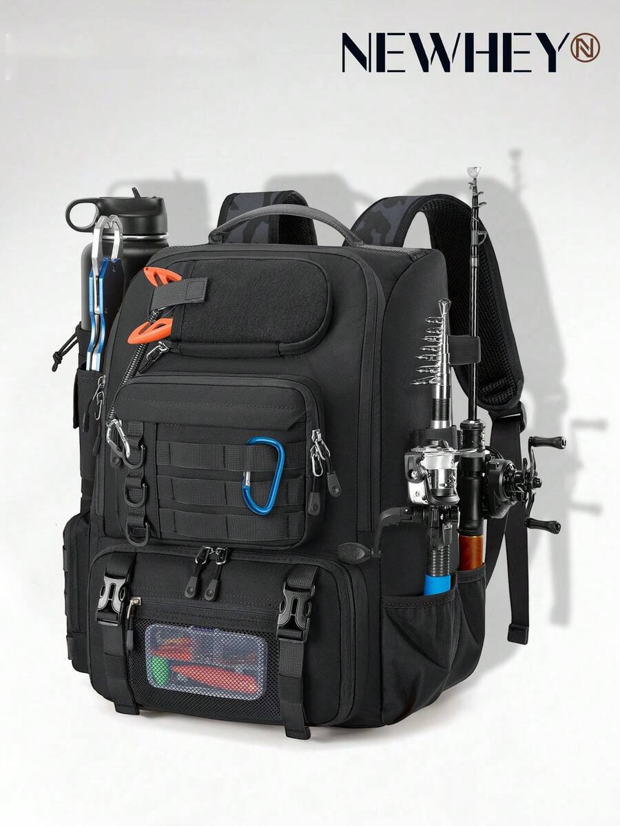 NEWHEY Fishing Backpack, 40L Fishing Tackle Bags Large Water Resistant Fishing Tackle Backpack Storage Fishing Gear - Gift For Men