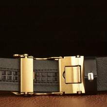 1pc Vintage Dragon Claw Automatic Buckle Men's Second Layer Cowhide Belt - Intricate Carved Cowhide Design With Golden-Tone Alloy Buckle - DC104 105 - View 7