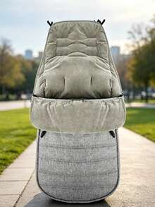 Waterproof Thickened Universal Stroller Blanket - Baby/Toddler Stroller Footmuff, Sleeping Bag And Cover, Cold Weather Winter Cover Stroller Footmuff Universal Windproof Rainproof Baby Sleeping Bag, Warm Super Plush Blanket Cover, Machine Washable, Easily Attaches To Most Strollers, Baby Winter Essential - Light Grey - View 4