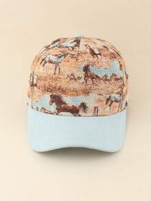 Vintage Animal Jacquard Baseball Cap Outdoor Casual Sun Hat Suede Patchwork Hip Hop Hat Unisex - Multicolor - View 4
