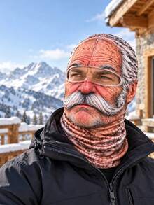 1pc Funny Realistic Face Hood Mask Ski Mask Suitable For Elderly, 3D Printed Full Face Winter Style - Multicolor - View 3