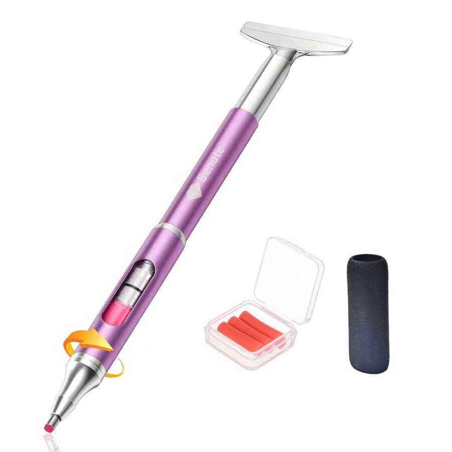 Diamond Painting Pen, Refillable Wax Pen, Suitable For Diamond Painting Set Accessories, Self-Adhesive Drill Pen With Metal Correction Plate, Suitable For 5D Craft DIY Diamond Painting - B18