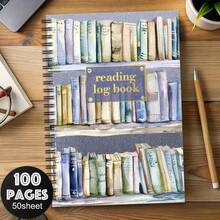 1pc Aesthetic Reading Journal Spiral Notebook Diary, Document And Reflect On The Books You'Ve Read, Notes On Book Content, A Study Gift, Record Quotes From Books, Writing Notebook For School And Office Supplies, Personal Organizer, Office Planner - One Book (50 Pages, 100 Pages) - View 1