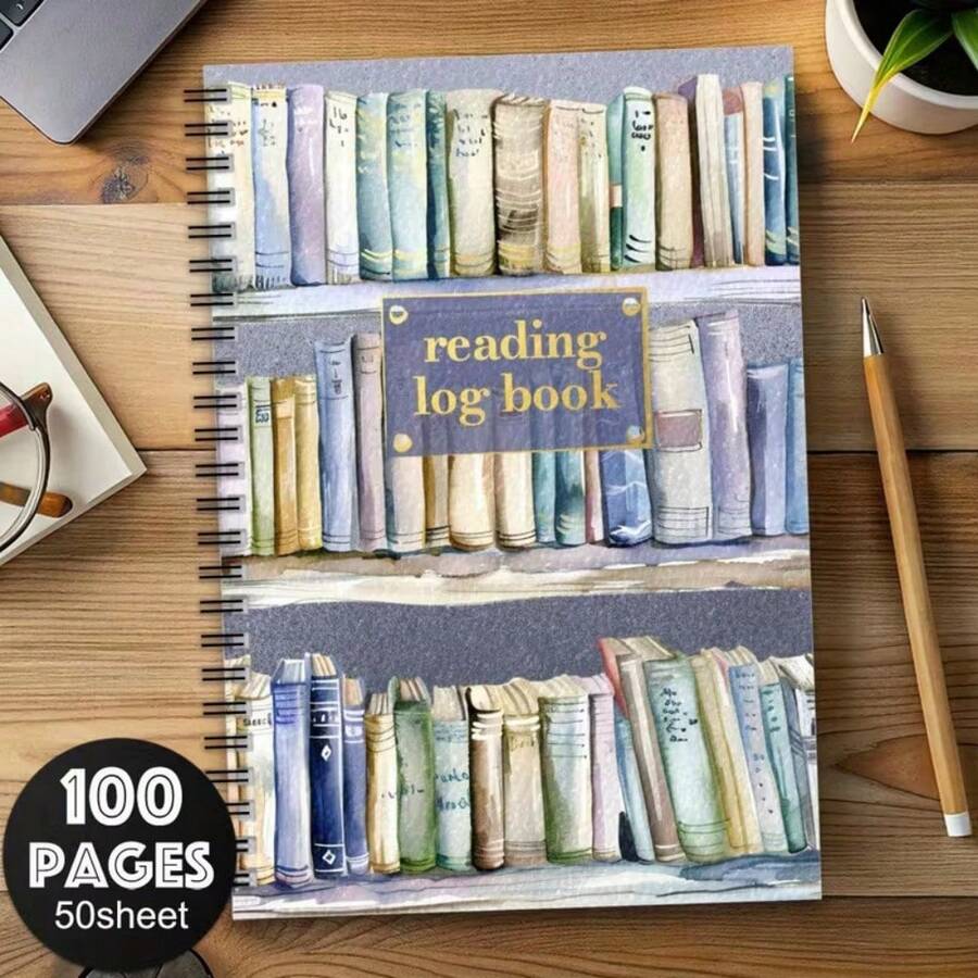 1pc Aesthetic Reading Journal Spiral Notebook Diary, Document And Reflect On The Books You'Ve Read, Notes On Book Content, A Study Gift, Record Quotes From Books, Writing Notebook For School And Office Supplies, Personal Organizer, Office Planner - One Book (50 Pages, 100 Pages) - View 1