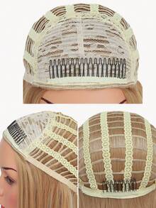 22inch Wavy Hair Extension Warm Blonde Hair Pieces For Women Synthetic Long 3/4 Half Wig For Daily Use - Linen Gold - View 7