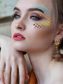 5/1pc Mermaid Scale Stencils, Reusable Fish Scale Makeup Stencils, Large Plastic Scale Wall Stencils, Suitable For Face And Body Painting - Multicolor - View 6