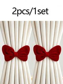 4pcs/2pcs Colorful Bow Curtain Tiebacks, Adjustable No-Drill Design, Decorated With Faux Pearls, Suitable For Bedroom, Living Room, Dining Room, Classroom, Hotel, Tea Room, Guest House, Etc. - one-size - View 12