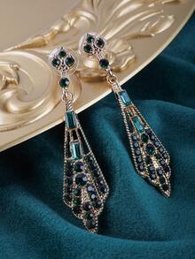 5-Piece Set 1920s Flapper Feathers Headband Alloy Rhinestone Earring Long Choker Necklace Satin Gloves Set For Women Accessories Gatsby Theme Party - Multicolor - View 9
