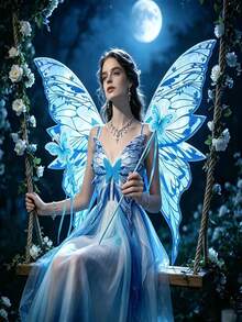 Fairy Butterfly Wings And Butterfly Magic Wand Set, Tulle Butterfly Wings With Long Ribbon Magic Wand, Suitable For Halloween Cosplay, Party Costume And Photography Props - Multicolor - View 9
