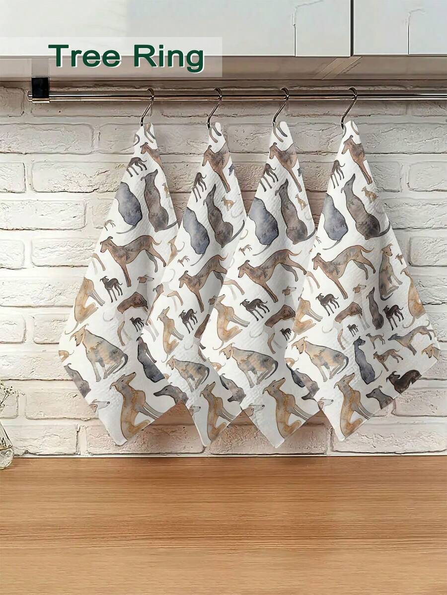 2pcs/4pcs,Kitchen Towels,Greyhound,Whippet And Mixed Breed Dog Print,Cleaning Supplies For Housekeeping,Towels,Microfiber Towel,Super Soft,Highly Absorbent,Cartoon Dog Pattern,Machine Washable,Rectangular Towel,Kitchen,Home Decor - Multicolor - View 1
