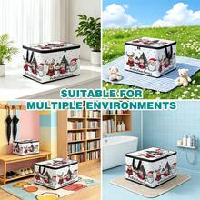 1pc 2D Foldable Zipper Storage Bag, Christmas Family Photo Print, Thickened Large Capacity Organizer With Reinforced Handle, Suitable For Clothes, Bedding, Cosmetics, Wardrobe, Under Bed Storage, Car Trunk, Office Moving. - View 7