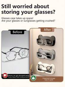 Wall-Mounted Eyeglass Storage Rack, Self-Adhesive Eyeglass Storage Holder, No-Drill Fashion Eyeglass Storage Box, Space-Saving Eyeglass Rack, Suitable For Bedroom, Bathroom, Office, Home Entryway Storage Box, Suitable For Bedside, Bathroom, Living Room And Bathroom Storage - Multicolor - View 6
