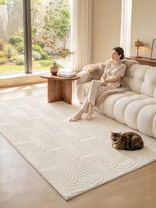 1pc Cream White Rectangular Living Room Decorative Rug, Machine Washable, Minimalist Bedroom Bedside Home Decor Carpet, Skin-Friendly Soft Home Rug, Sunny Living Room Corner Decoration, Suitable For Living Room And Bedroom, Ins Style Japanese Korean Home Decor Blanket - Beige - View 17