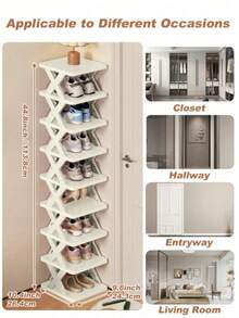 3-9 Tier Narrow Shoe Rack, Newly Upgraded Shoe Rack, Small Freestanding Shoe Rack, Space-Saving DIY Shoe Storage Organizer, Suitable For Entryways And Closets, Fits Size 42-43 Shoes, Easy Assembly And Sturdy Structure, Home Decor, Autumn Decor - Multicolor - View 3