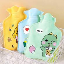 1pc Cute Cartoon Print Hot Water Bottle, Flocked Outer Layer Soft And Skin-Friendly, Reduces High Temperature, Prevents Skin Burns. Thickened PVC Inner Liner, Good Sealing, Explosion-Proof And Leak-Proof. Portable Capacity Design, Suitable For Warming Hands And Abdomen, Easily Resists Cold. Multiple Fresh And Cute Patterns Available, Lightweight Design, Convenient For Carrying. Refillable And Reusable, Long-Lasting Temperature Retention, Suitable For Home, Office, Travel, Practical Warmth Item For Autumn And Winter, Also Can Be Used As A Heartwarming Gift. - A - View 1