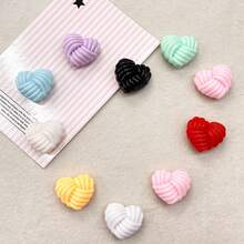 Acrylic Solid Color Ab Color Plated Woven Love Diy Bag Hanging Key Chain Mobile Phone Chain Beads Straight Hole Fried Dough Twists Heart - Multicolor - View 6