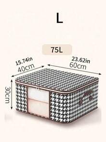 1pc Houndstooth Pattern Clothes Storage Box With Transparent Window, Stackable Metal Frame Wardrobe Organizer, Suitable For Bedding, Blankets, Foldable Large Capacity Closet Storage Bin - Multiple Styles and Colors - View 11